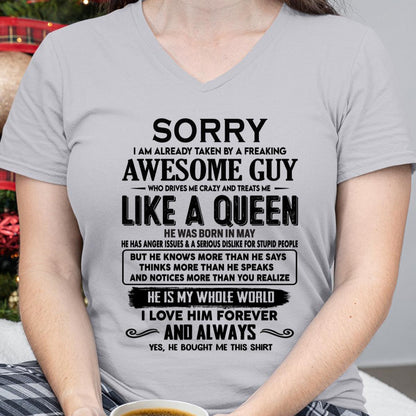 May - Sorry I am already taken by a freaking awesome guy - Gift for Wife From Husband - Ebil05 (SKU-SRG-05)