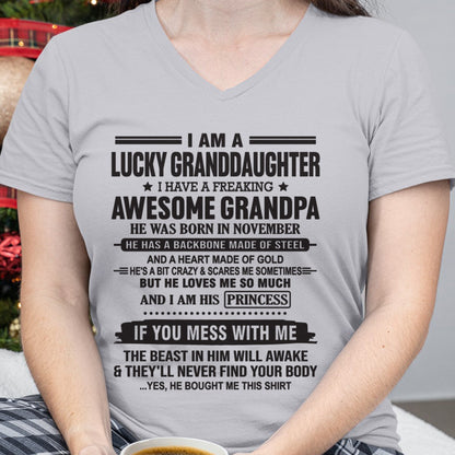 I Am A Lucky Granddaughter T-Shirt – Birthday Gift From November Grandpa / Man - EBIL11 (SKU11-122-11)