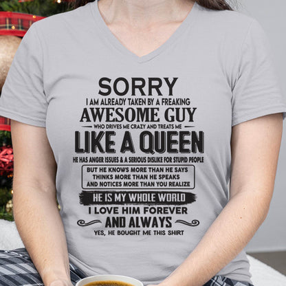 Sorry I am already taken by a freaking awesome guy - Gift for Wife From Husband - DONN00 (SKU08-25-00)