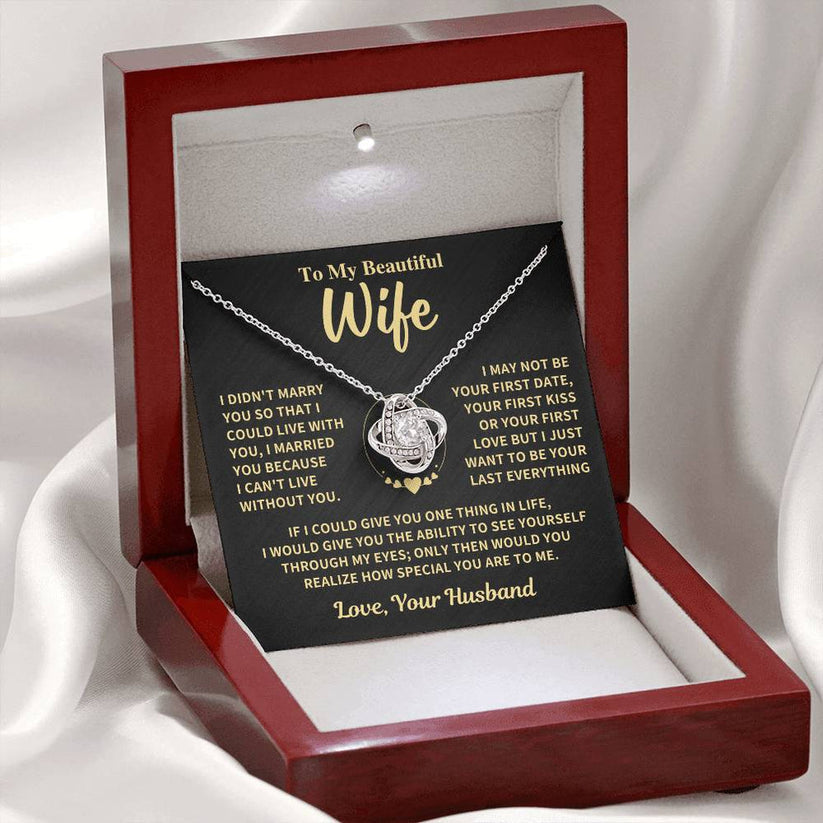 TO MY WIFE FROM HUSBAND NECKLACE - Premium Love Knot Necklace (SKUJ06-89)