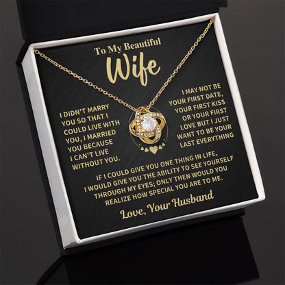 TO MY WIFE FROM HUSBAND NECKLACE - Premium Love Knot Necklace (SKUJ06-89)